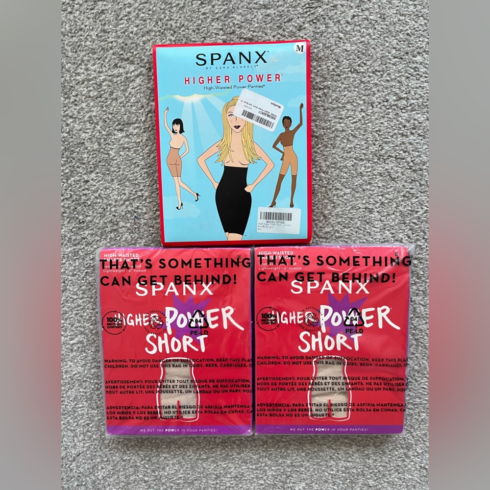NWT Spanx Set of 3. 1 Higher Power Shaper Panty & 2 Power Shorts Size Medium